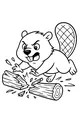 Free Beaver Coloring Page - Cartoon Beaver Cracking a Log (Printable PDF)