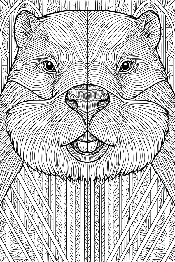 Free Beaver Coloring Page - Big-Tooth Face in Forest Woods (Printable PDF)