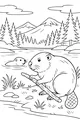 Free Beaver Coloring Page - Busy Beavers at a Mountain Pond (Printable PDF)