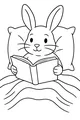 Free Rabbit Coloring Page - Bedtime Bunny Reading in Bed (Printable PDF)