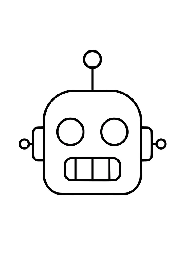 Free Robot Coloring Page - Simple Cartoon Robot Head (Printable PDF)