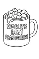 Free Grandparent Coloring Page - World's Best Grandparent Cocoa Mug (Printable PDF)