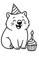 Free Wombat Coloring Page - Birthday Wish With Cupcake (Printable PDF)