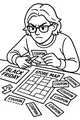 Free Black Friday Boy Coloring Page - Cutting Coupons at the Table (Printable PDF)
