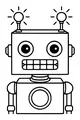 Free Robot Coloring Page - Friendly Blinky Bot With Beaming Antennas (Printable PDF)