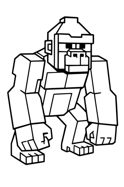 Free Gorilla Coloring Page - Blocky Knuckle-Walking Ape (Printable PDF)