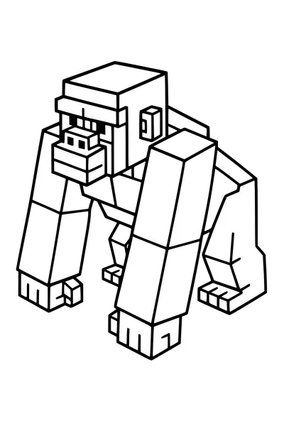 Free Gorilla Coloring Page - Blocky Cartoon Ape Knuckle-Walking (Printable PDF)