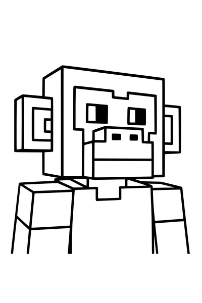 Free Monkey Coloring Page - Block-Style Jungle Buddy (Printable PDF)