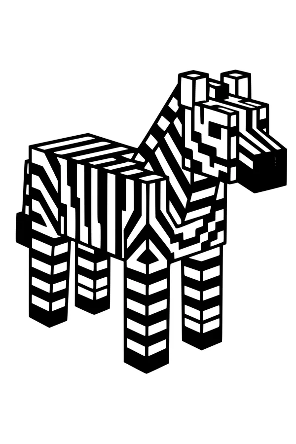 Free Zebra Coloring Page - Blocky Pixel-Style Striped Pal (Printable PDF)