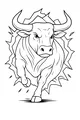 Free Bull Coloring Page - Powerful Bull Charging Through Wall (Printable PDF)