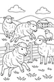 Free Sheep Coloring Page - Spring Flock by the Farm Fence (Printable PDF)