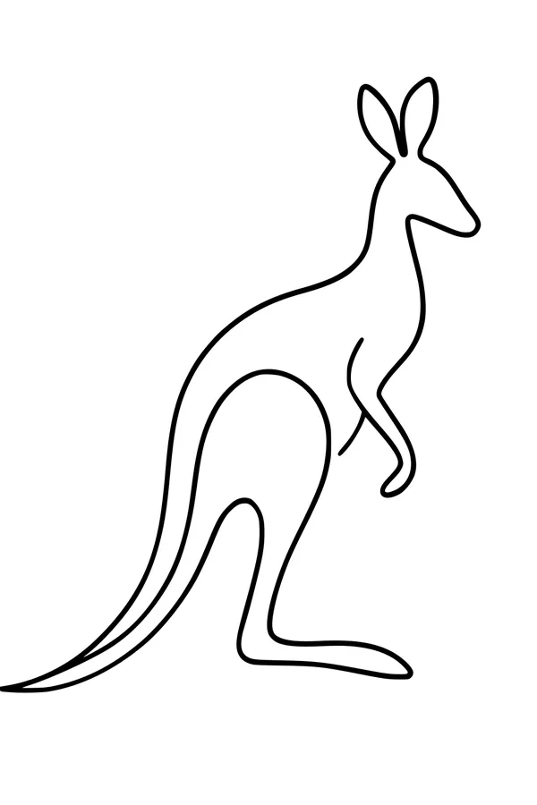 Free Kangaroo Coloring Page - Simple Outlined Kangaroo (Printable PDF)