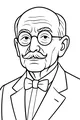 Free Grandpa Coloring Page - Elderly Portrait With Bow Tie (Printable PDF)