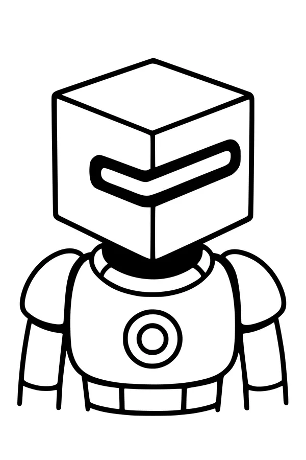 Free Robot Coloring Page - Box-Head Android With Power Core (Printable PDF)