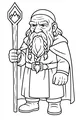 Free Dwarf Coloring Page - Bearded Mountain Guardian With Staff (Printable PDF)