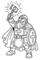 Free Dwarf Paladin Coloring Page - Hammer Raised In Holy Armor (Printable PDF)