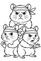 Free Hamster Coloring Page - Ninja Trio In Fighting Poses (Printable PDF)