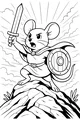 Free Mouse Coloring Page - Brave Knight on Rocky Hill (Printable PDF)