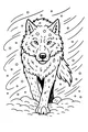 Free Wolf Coloring Page - Brave Wolf in Falling Snow (Printable PDF)