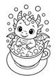 Free Baby Dragon Coloring Page - Bubble Bath in a Teacup (Printable PDF)
