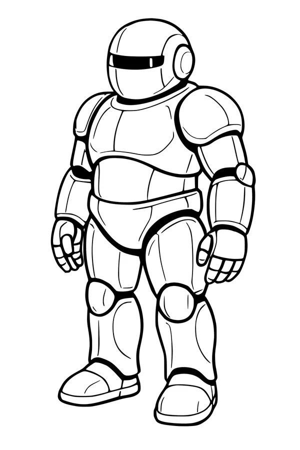 Free Robot Coloring Page - Friendly Humanoid Bot in Big Boots (Printable PDF)