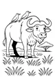 Free Buffalo Coloring Page - Buffalo With Birds In Grassy Field (Printable PDF)