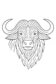 Free Buffalo Coloring Page - Detailed Head With Curly Horns (Printable PDF)