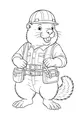 Free Beaver Coloring Page - Cartoon Builder in Construction Gear (Printable PDF)