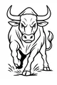 Free Bull Coloring Page - Charging Forward With Raised Hoof (Printable PDF)