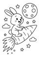 Free Bunny Coloring Page - Carrot Rocket to the Moon (Printable PDF)