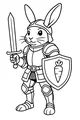 Free Rabbit Coloring Page - Brave Knight With Sword And Shield (Printable PDF)