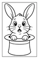 Free Rabbit Coloring Page - Surprised Bunny in Magic Hat (Printable PDF)