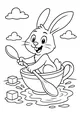 Free Rabbit Coloring Page - Bunny in Splashy Teacup Ride (Printable PDF)