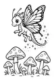 Free Fairy Dragon Coloring Page - Baby Sparklewing Over Mushroom Meadow (Printable PDF)
