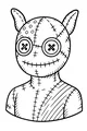 Free Patchwork Monster Coloring Page - Button-Eyed Plush Creature (Printable PDF)