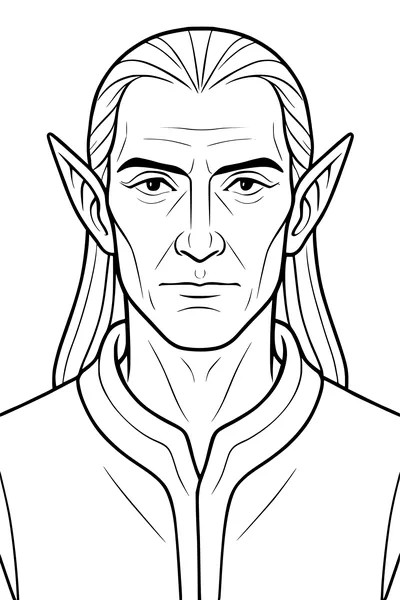Free Elf Coloring Page - Wise Forest Elf Portrait (Printable PDF)