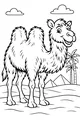 Free Camel Coloring Page - Smiling Two-Humped Camel in Sunny Desert (Printable PDF)