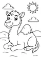 Free Camel Coloring Page - Smiling One-Hump Camel in Sunny Desert (Printable PDF)
