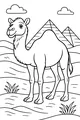 Free Camel Coloring Page - Smiling Desert Scene With Pyramids (Printable PDF)