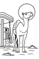 Free Camel Coloring Page - Smiling Desert Camel at Gas Station (Printable PDF)