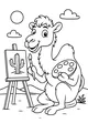 Free Camel Coloring Page - Cute Desert Artist Painting a Cactus (Printable PDF)