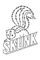 Free Skunk Coloring Page - Cute Stripey Tail Above SKUNK Letters (Printable PDF)