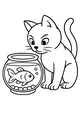 Free Cat Coloring Page - Curious Kitty Watching Goldfish (Printable PDF)