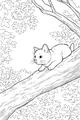 Free Cat Coloring Page - Curious Kitty Resting in a Tree (Printable PDF)