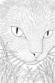 Free Cat Coloring Page - Whiskered Face in Tall Grass (Printable PDF)