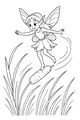 Free Fairy Coloring Page - Cattail Surfing Pond Fairy (Printable PDF)