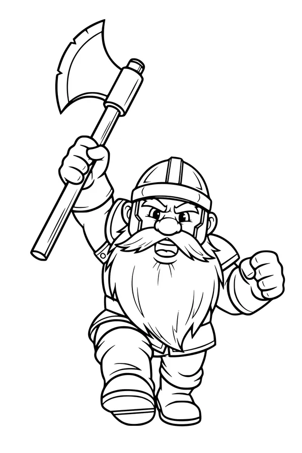 Free Dwarf Warrior Coloring Page - Brave Beard Charging Forward (Printable PDF)