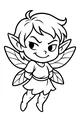 Free Fairy Coloring Page - Mischievous Forest Pixie With Leaf Wings (Printable PDF)