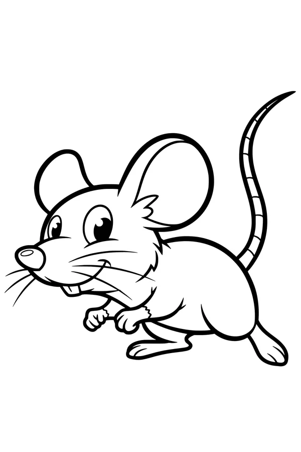 Free Mouse Coloring Page - Cute Cartoon Mouse With Big Ears (Printable PDF)