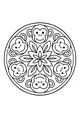 Free Monkey Coloring Page - Six Smiling Faces Around a Flower (Printable PDF)